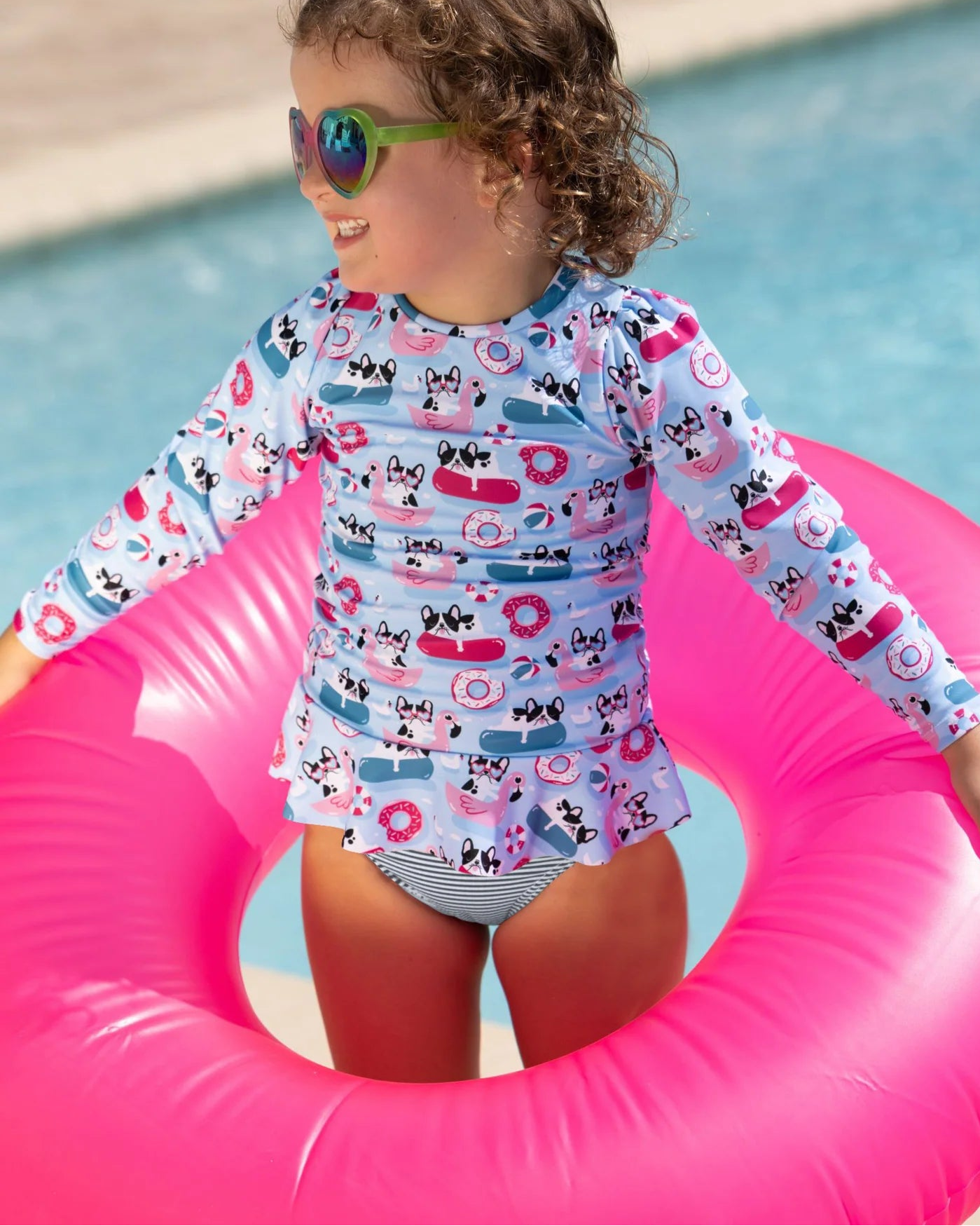 Cute toddler and children's swimwear. Matching sibling swim suit collections. UPF 50 Fabric. Made in the USA!