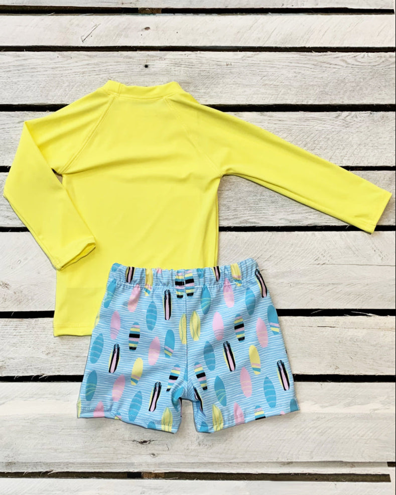 Cute toddler and children's swimwear. Matching sibling swim suit collections. UPF 50 Fabric. Made in the USA!