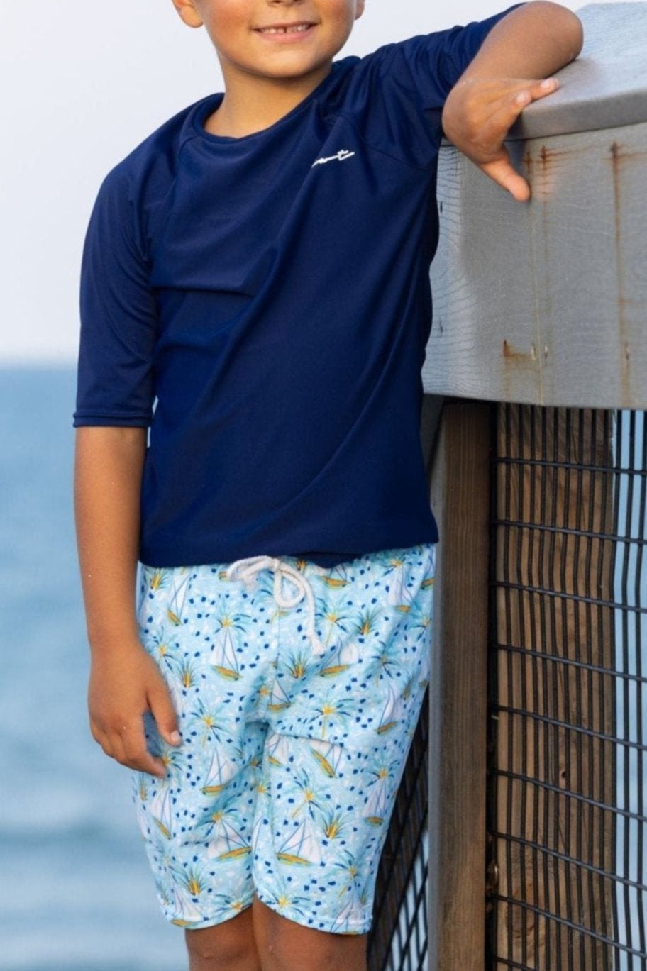 Proper Peony Swim - Boys Colorful Yacht Club Sailboats Trunks