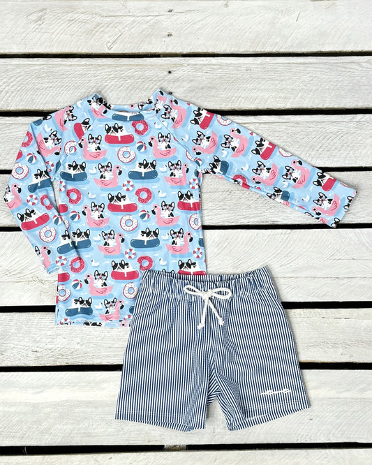 Cute toddler and children's swimwear. Matching sibling swim suit collections. UPF 50 Fabric. Made in the USA!