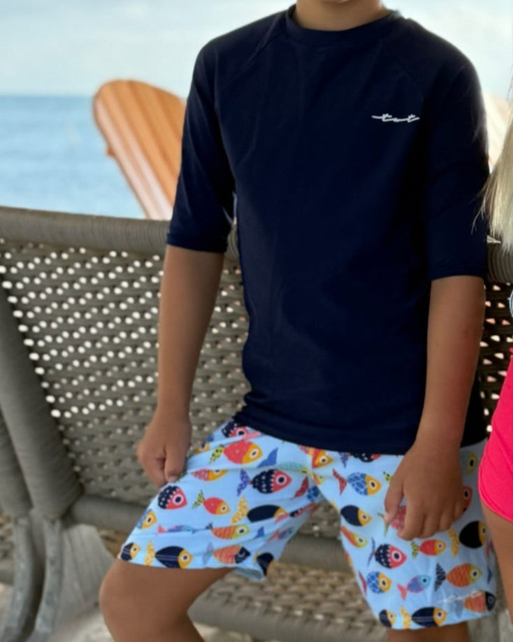 Cute toddler and children's swimwear. Matching sibling swim suit collections. UPF 50 Fabric. Made in the USA!
