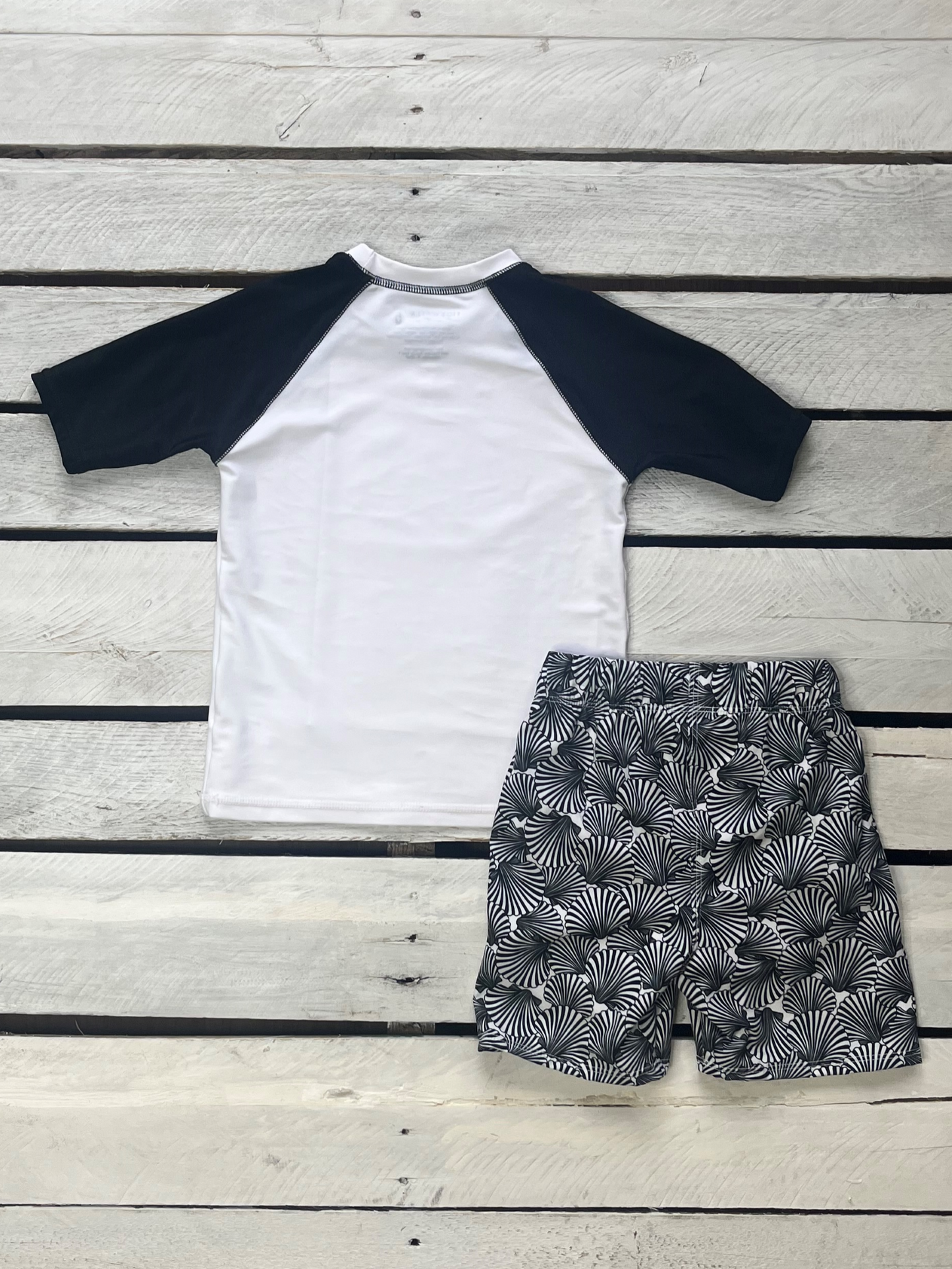 Seashells Boys Short Sleeve Sun Shirt and Swim Trunks Set