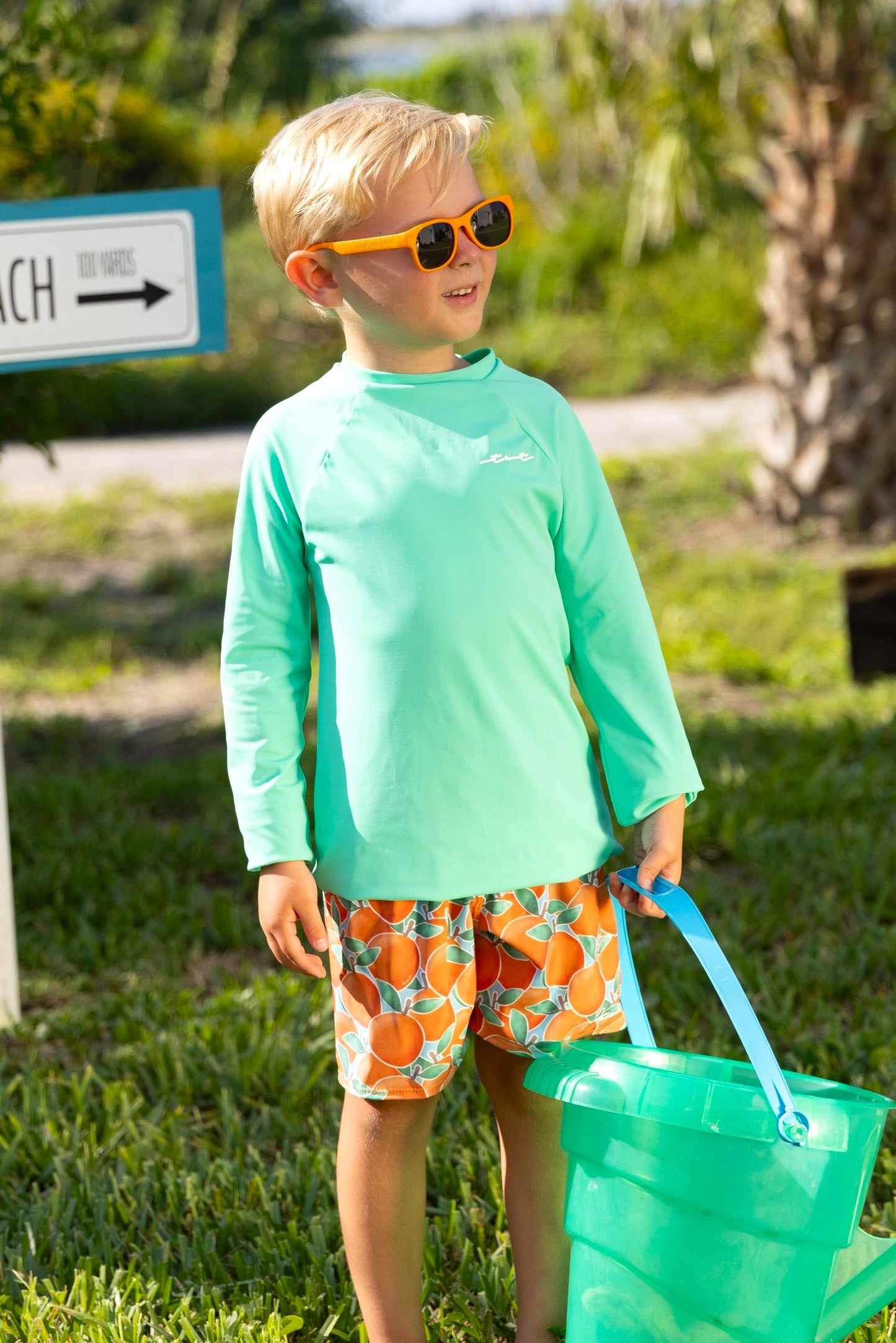 Cuties Boys Long Sleeve Sun Shirt and Swim Trunks