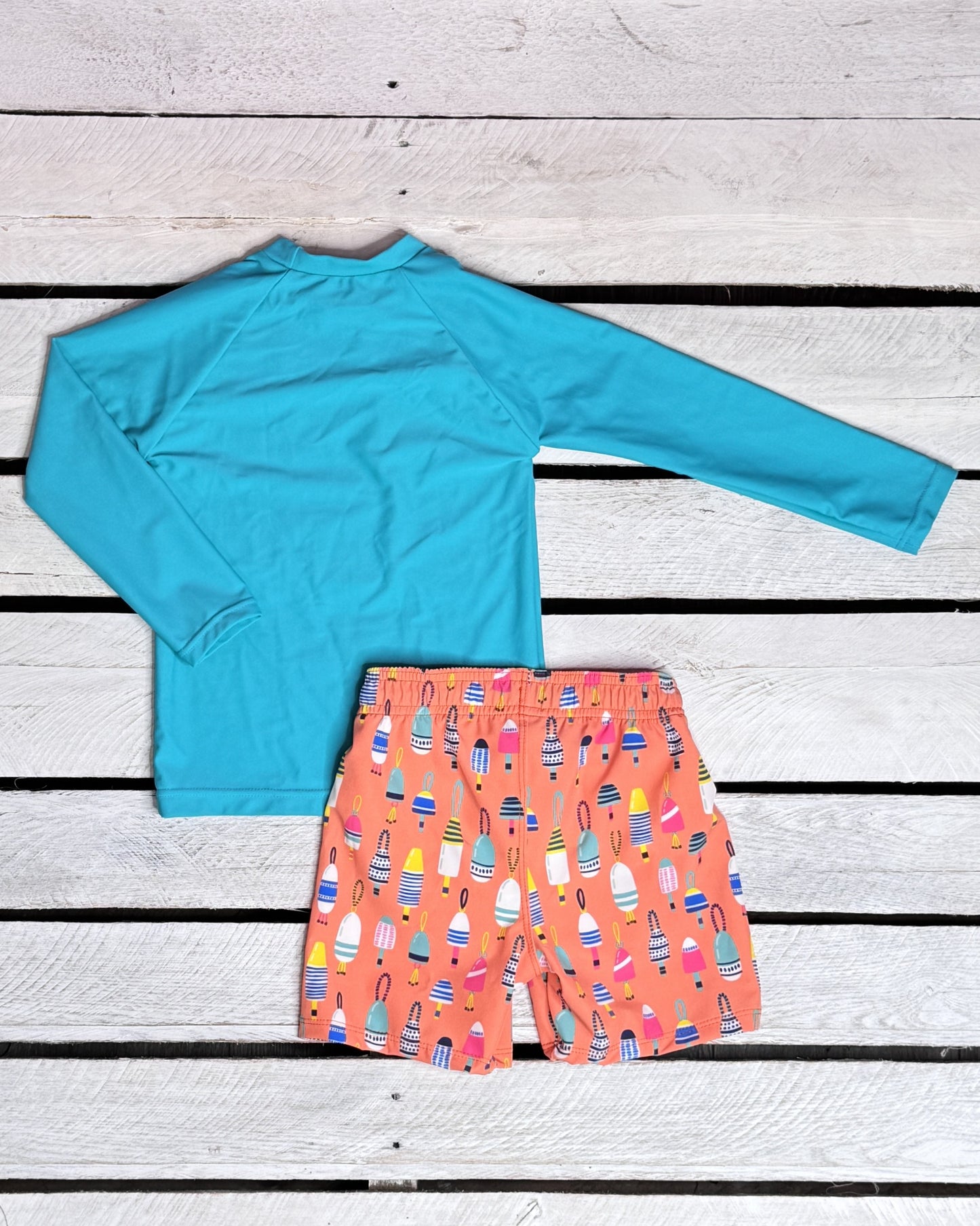 Bright Buoy Boys Long Sleeve Sun Shirt and Swim Trunk Set