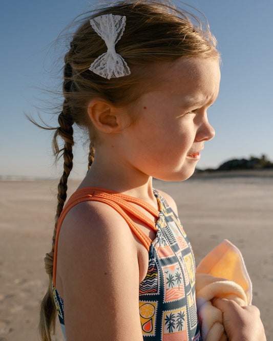 Coastal Stamps Girl Asymmetric Strappy One Piece