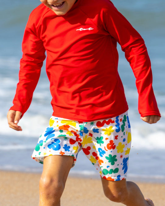 Cute toddler and children's swimwear. Matching sibling swim suit collections. UPF 50 Fabric. Made in the USA!