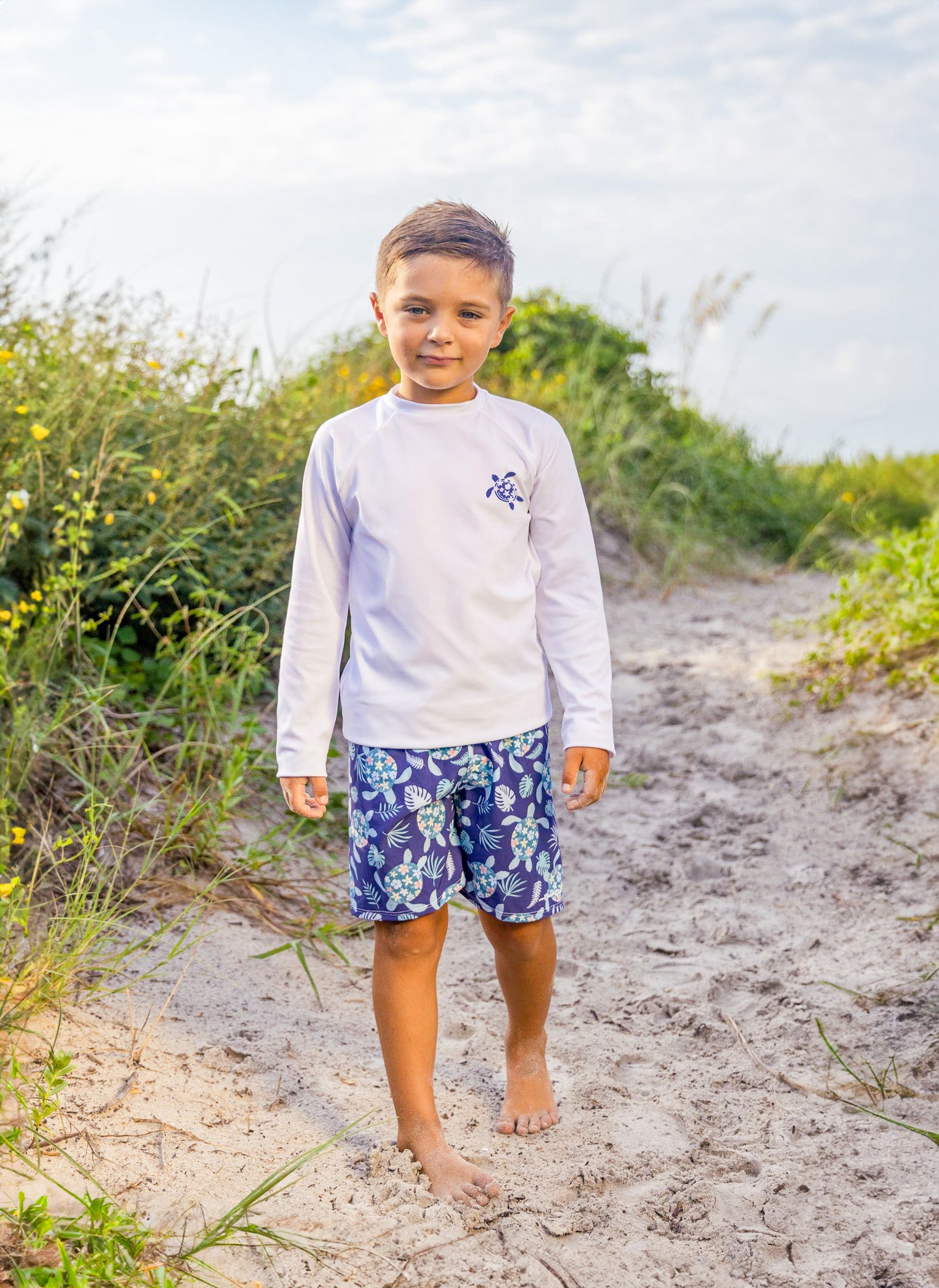 Turtley Cute Boys Sun Shirt and Trunk Set