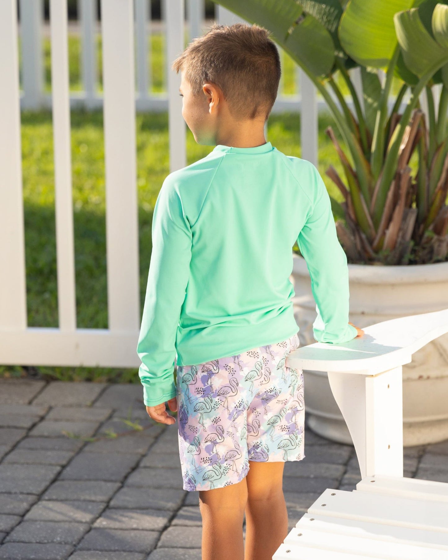 Cute toddler and children's swimwear. Matching sibling swim suit collections. UPF 50 Fabric. Made in the USA!