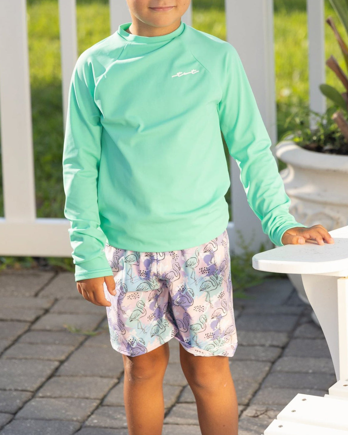 Cute toddler and children's swimwear. Matching sibling swim suit collections. UPF 50 Fabric. Made in the USA!