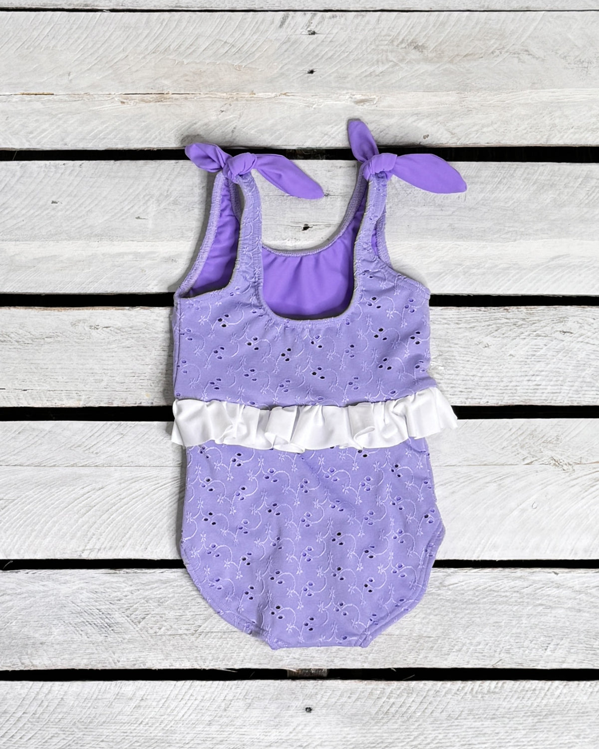 Texture Eyelet Girl Skirted One Piece