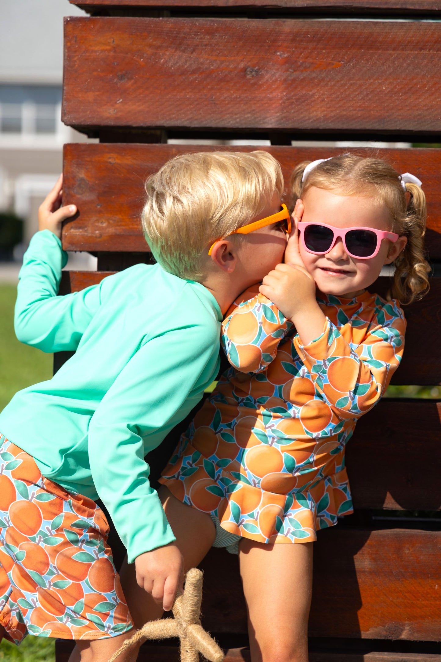 Cuties Boys Long Sleeve Sun Shirt and Swim Trunks