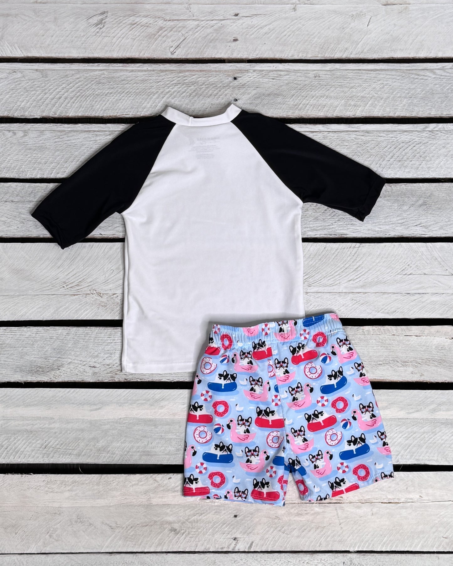 Pool Pups Boys Short Sleeve Sun Shirt and Swim Trunks Set