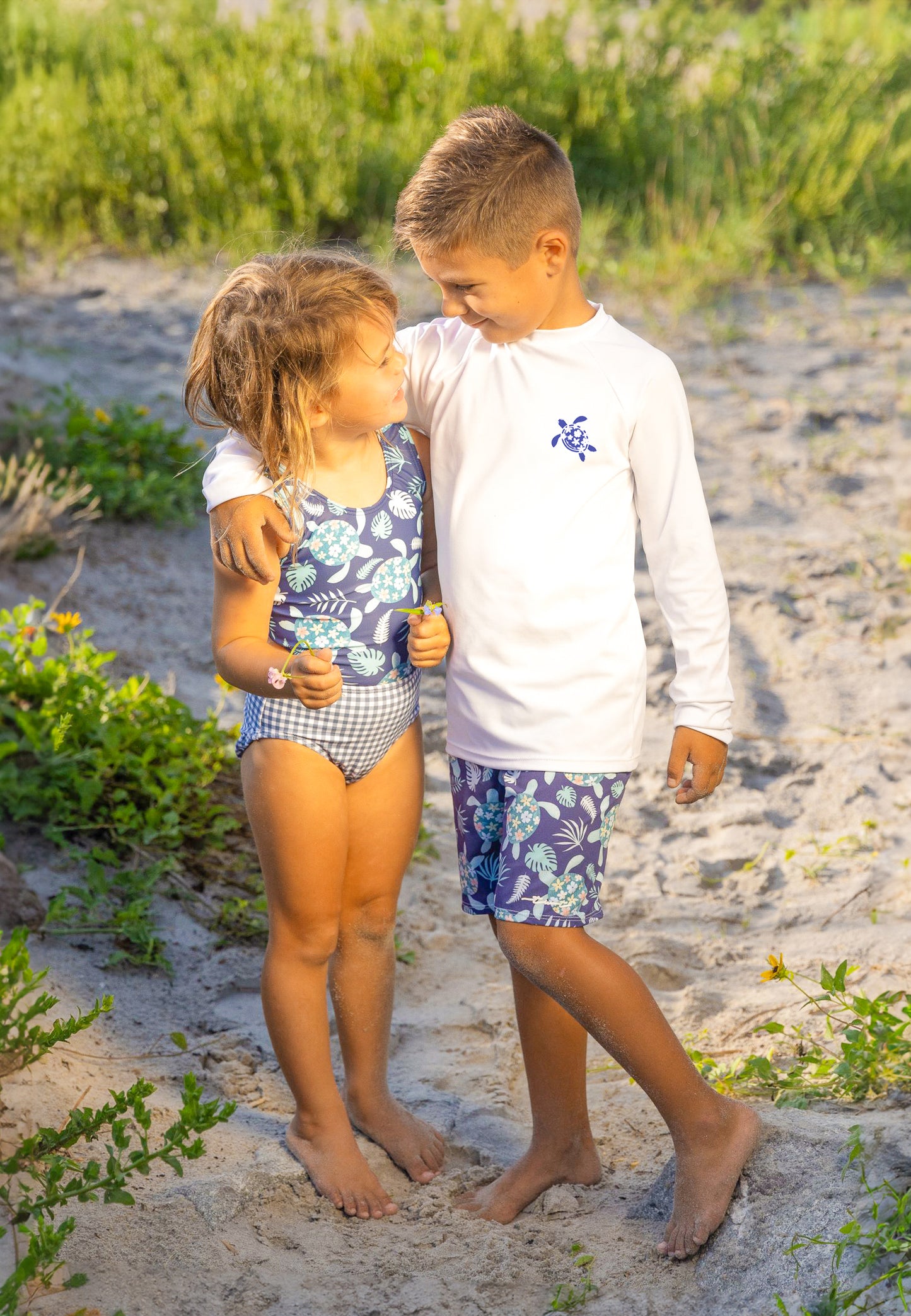 Turtley Cute Boys Sun Shirt and Trunk Set