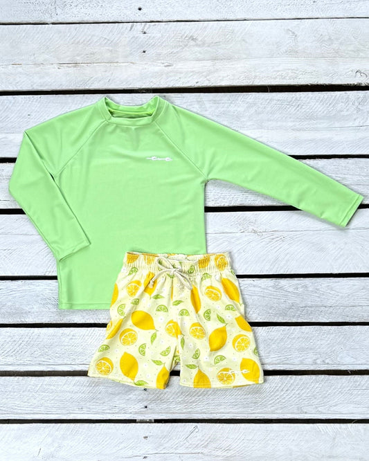 Cute toddler and children's swimwear. Matching sibling swim suit collections. UPF 50 Fabric. Made in the USA!