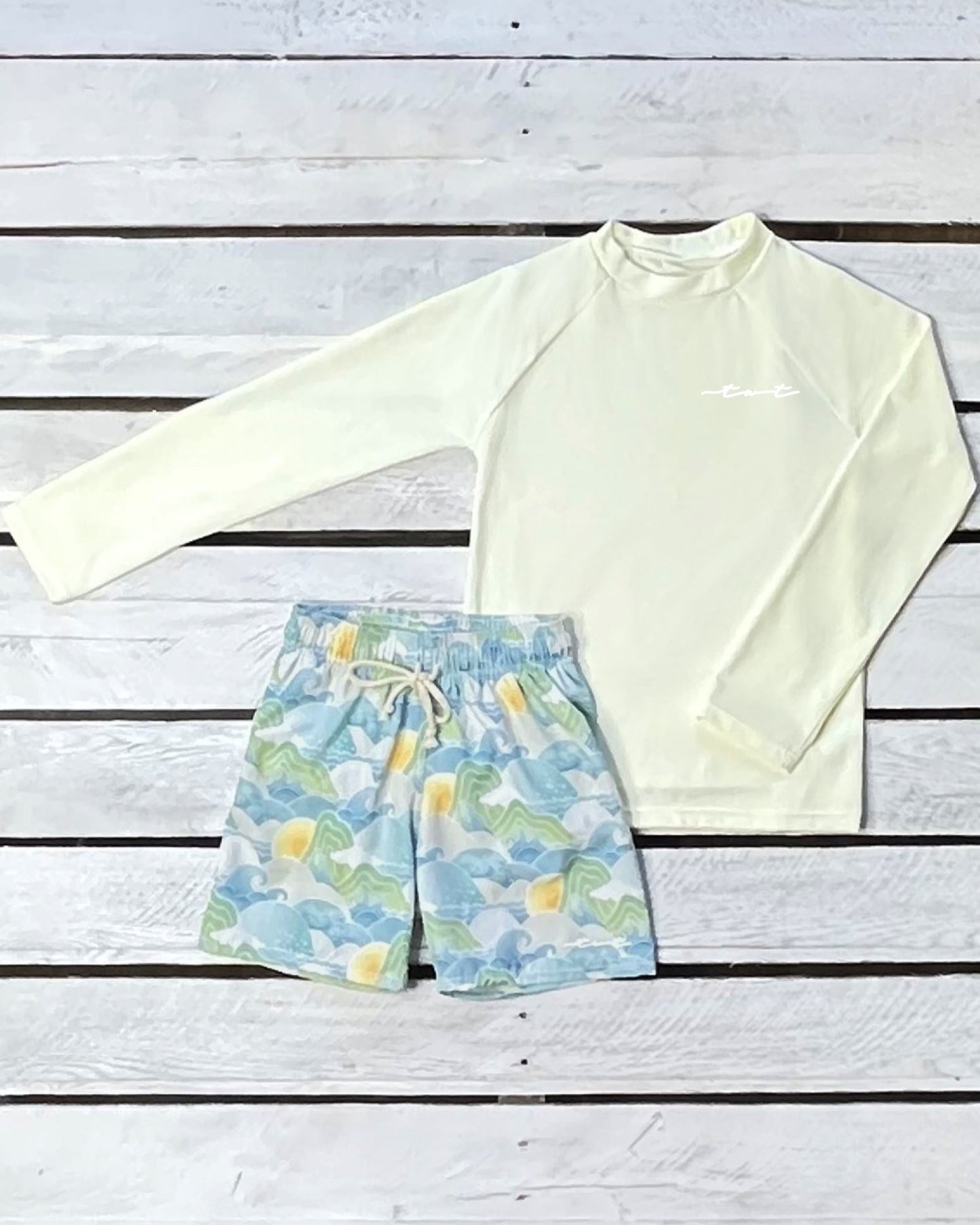 Cute toddler and children's swimwear. Matching sibling swim suit collections. UPF 50 Fabric. Made in the USA!