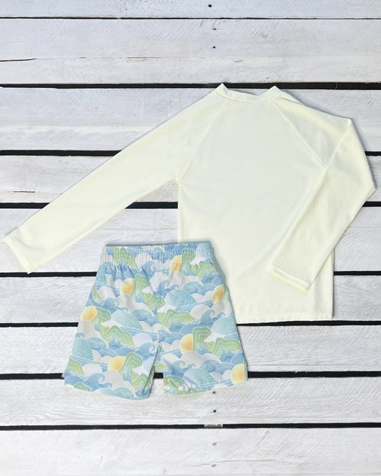 Cute toddler and children's swimwear. Matching sibling swim suit collections. UPF 50 Fabric. Made in the USA!