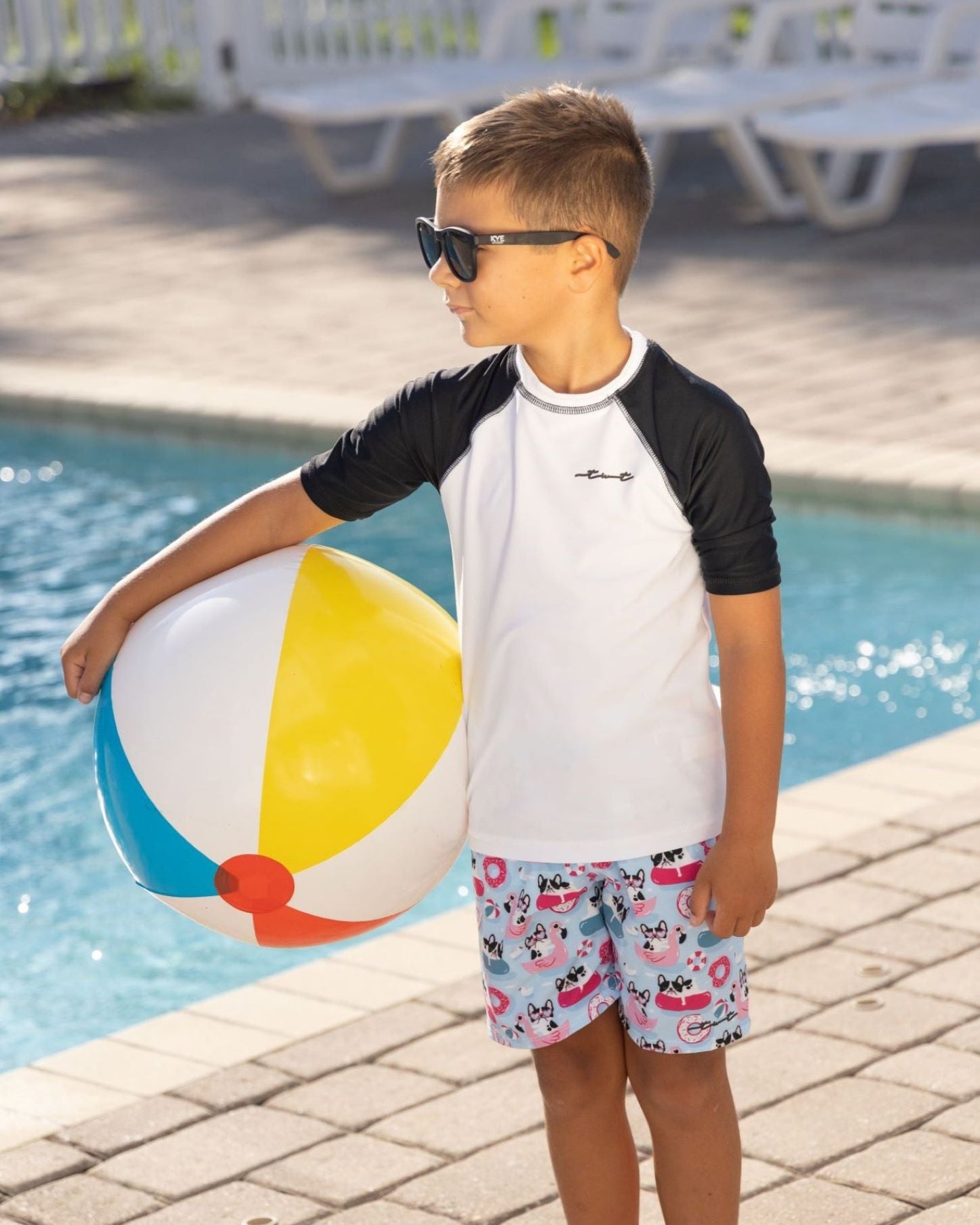 Pool Pups Boys Short Sleeve Sun Shirt and Swim Trunks Set