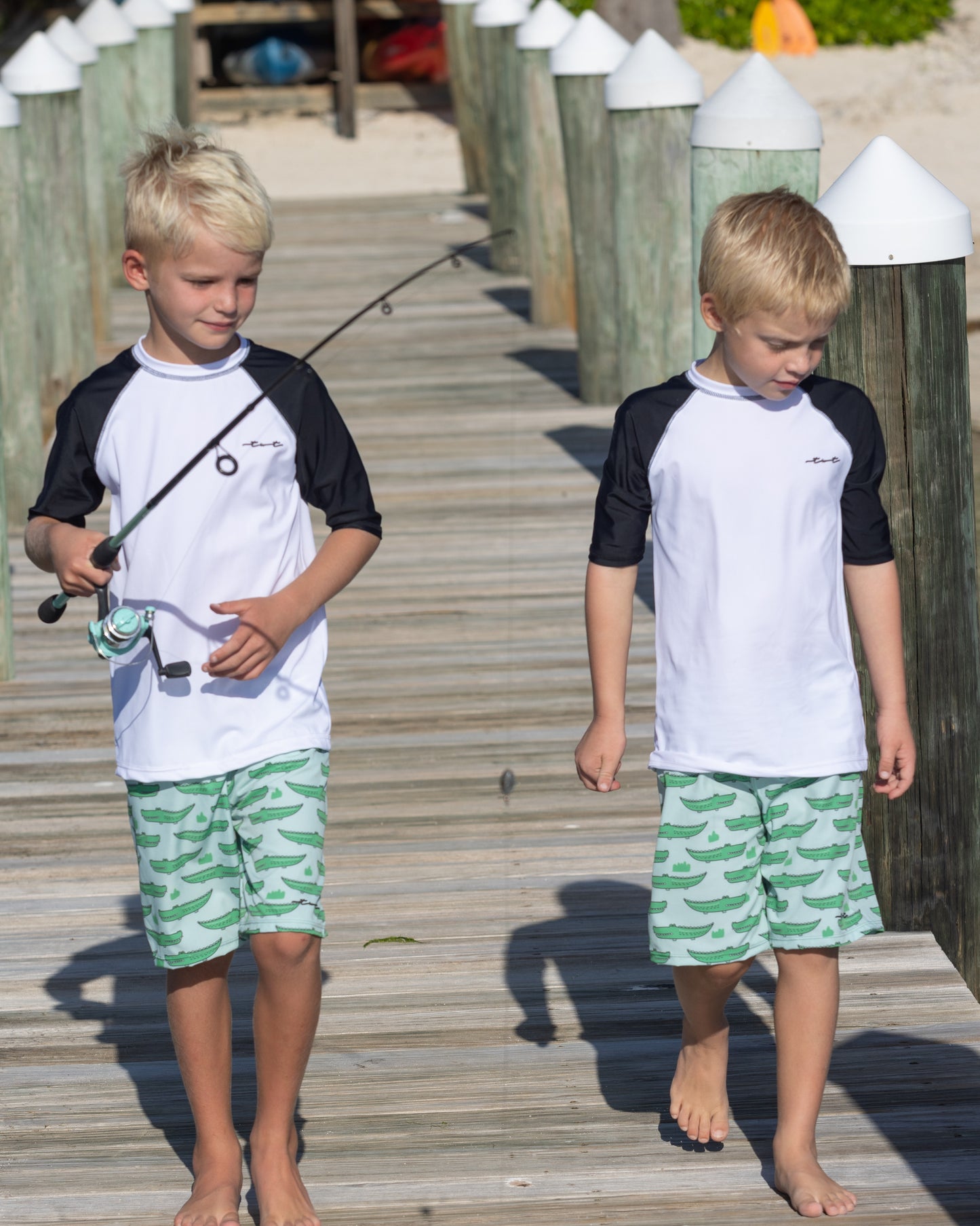 Cute toddler and children's swimwear. Matching sibling swim suit collections. UPF 50 Fabric. Made in the USA!