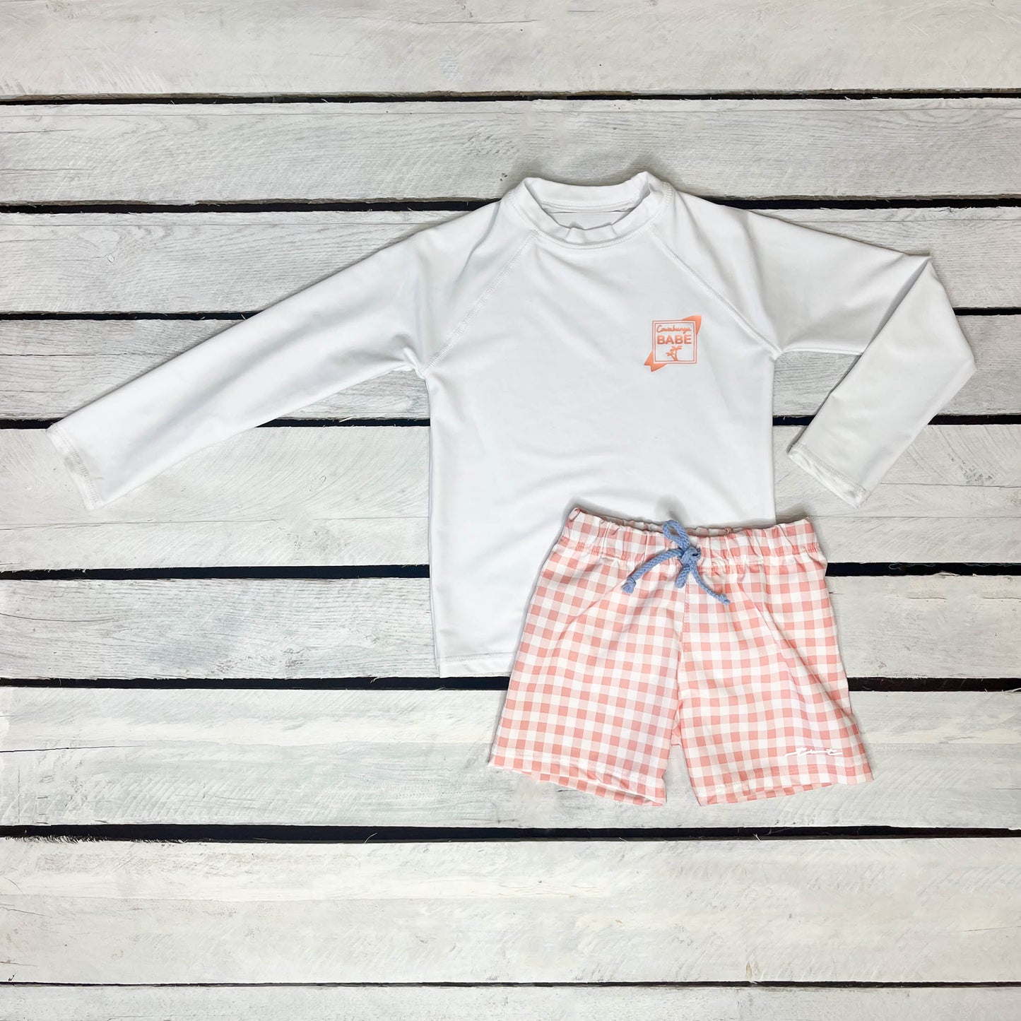 Coral Gingham Boys 3 Piece Set