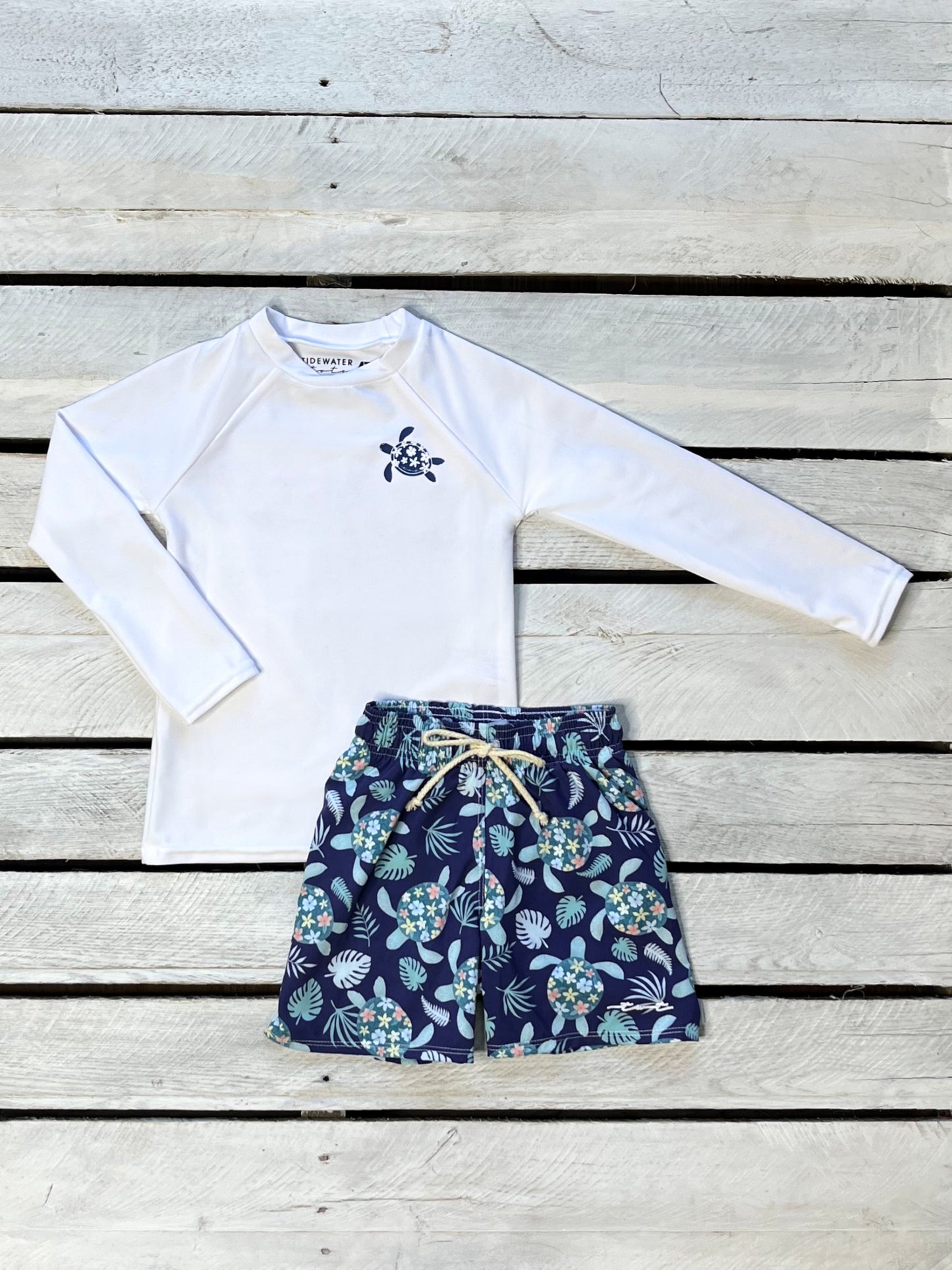 Turtley Cute Boys Sun Shirt and Trunk Set