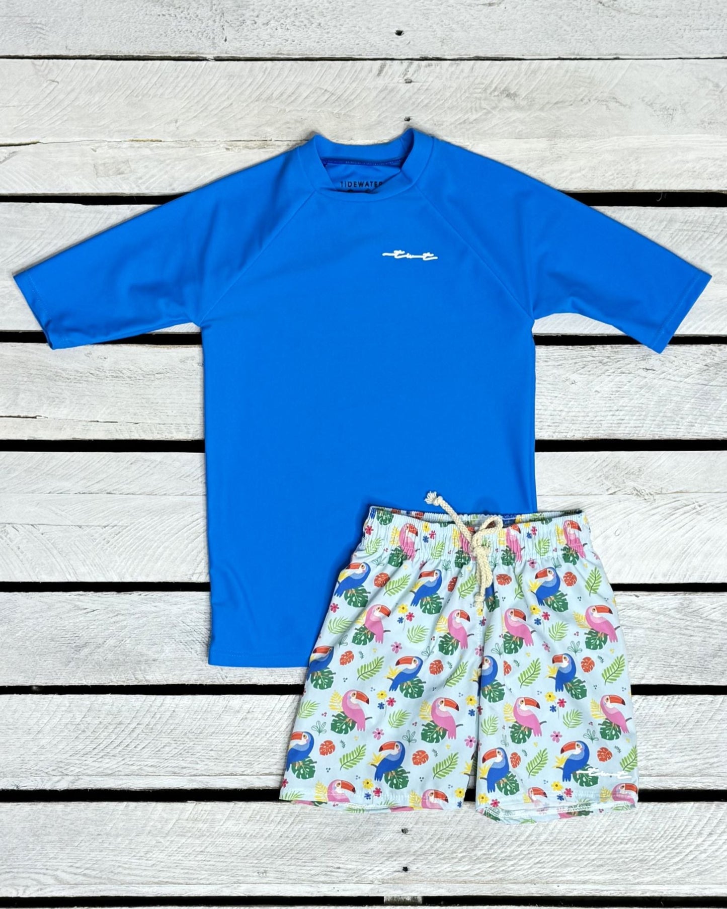 Cute toddler and children's swimwear. Matching sibling swim suit collections. UPF 50 Fabric. Made in the USA!
