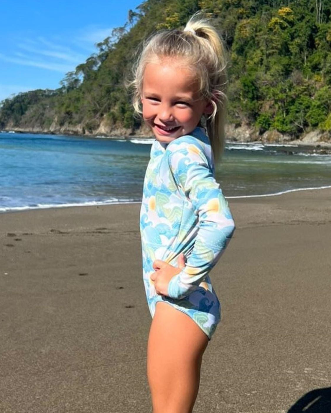 Cute toddler and children's swimwear. Matching sibling swim suit collections. UPF 50 Fabric. Made in the USA!