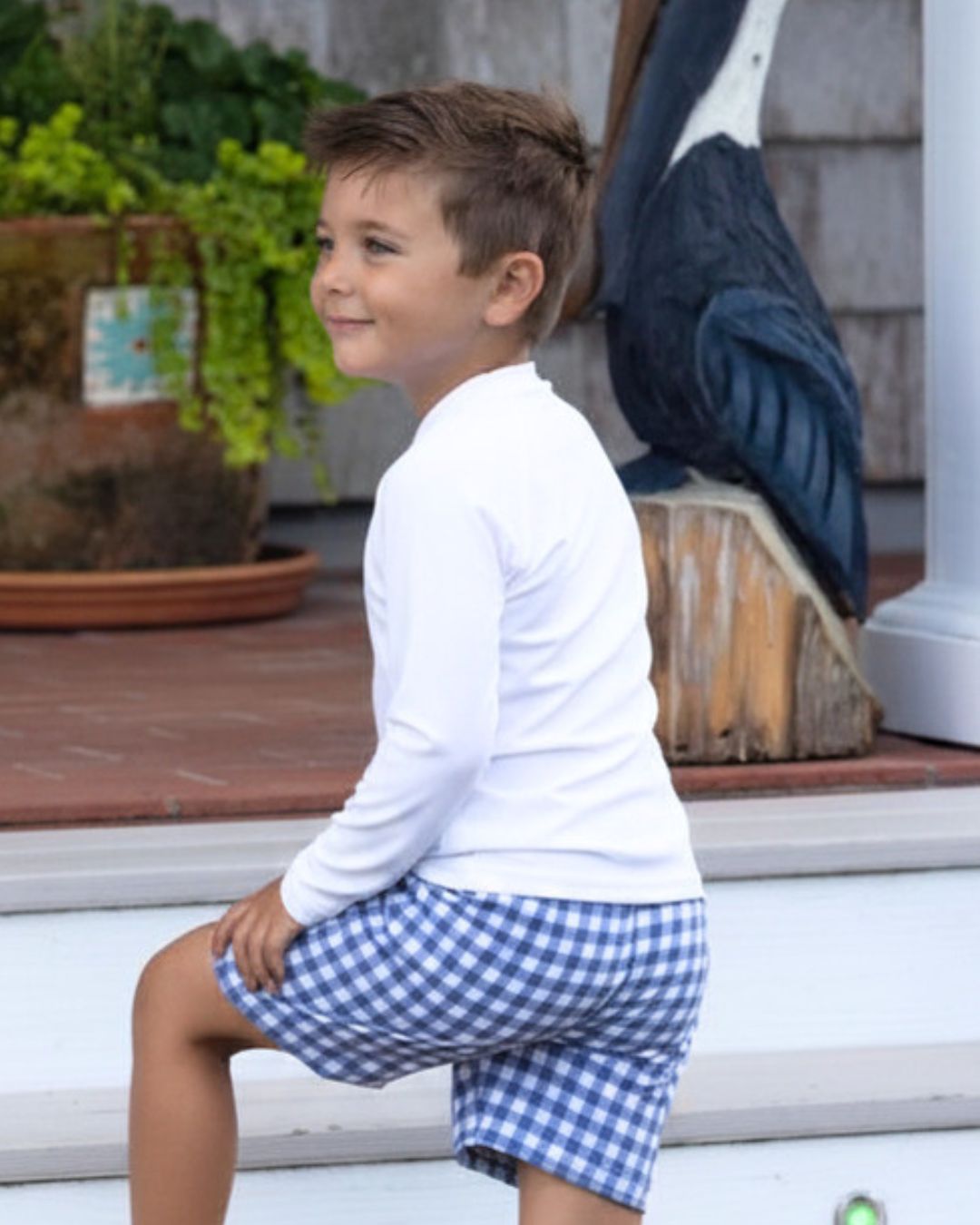 Saltwater Gingham Boy Swimsuit Set