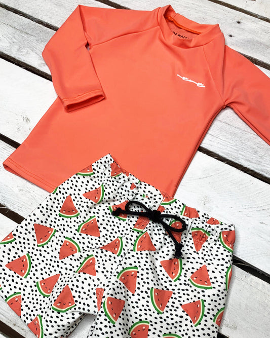 Cute toddler and children's swimwear. Matching sibling swim suit collections. UPF 50 Fabric. Made in the USA!