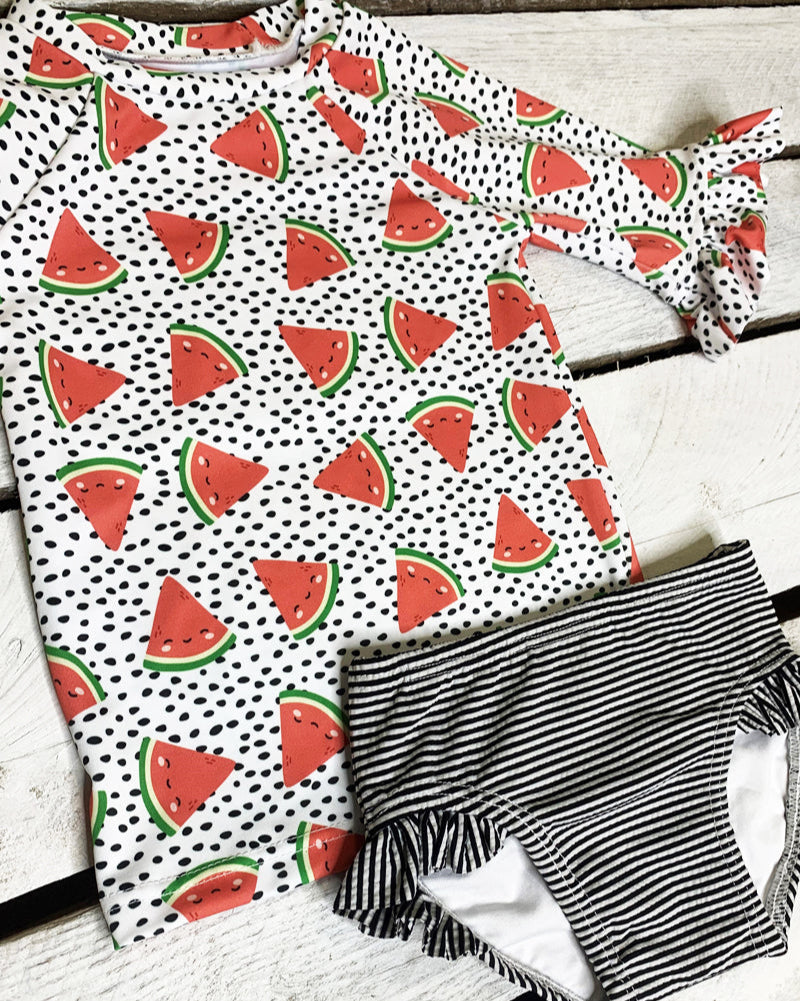 Cute toddler and children's swimwear. Matching sibling swim suit collections. UPF 50 Fabric. Made in the USA!