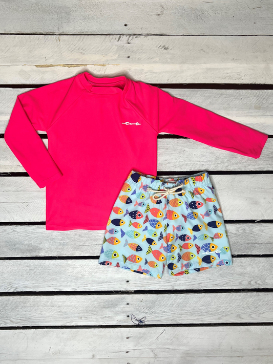 Colorful Fish Sun Shirt and Swim shorts