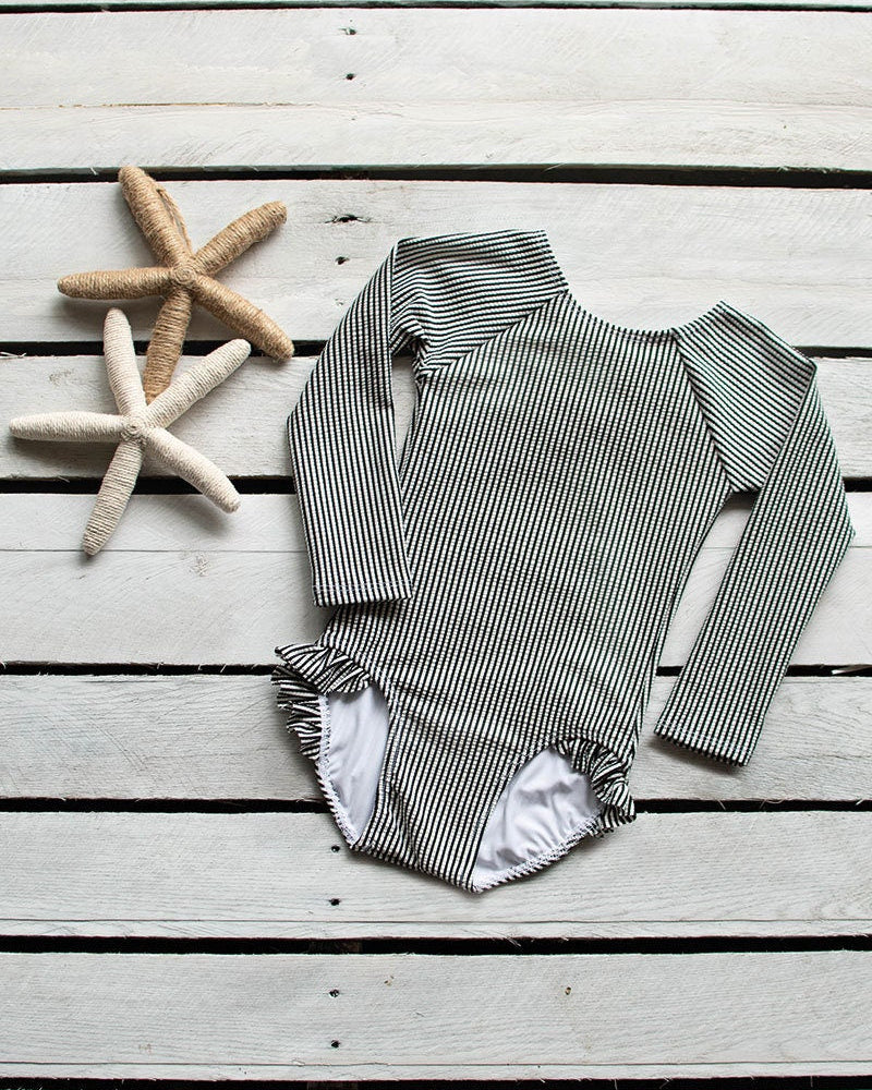 Cute toddler and children's swimwear. Matching sibling swim suit collections. UPF 50 Fabric. Made in the USA!
