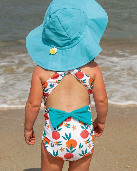Cute toddler and children's swimwear. Matching sibling swim suit collections. UPF 50 Fabric. Made in the USA!