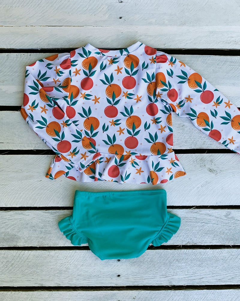Cute toddler and children's swimwear. Matching sibling swim suit collections. UPF 50 Fabric. Made in the USA!
