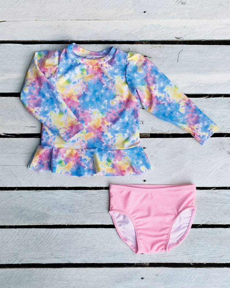 Cute toddler and children's swimwear. Matching sibling swim suit collections. UPF 50 Fabric. Made in the USA!