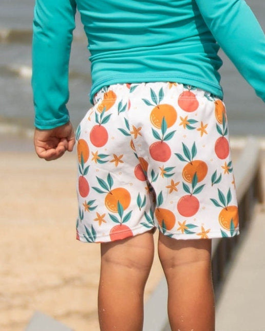 Cute toddler and children's swimwear. Matching sibling swim suit collections. UPF 50 Fabric. Made in the USA!
