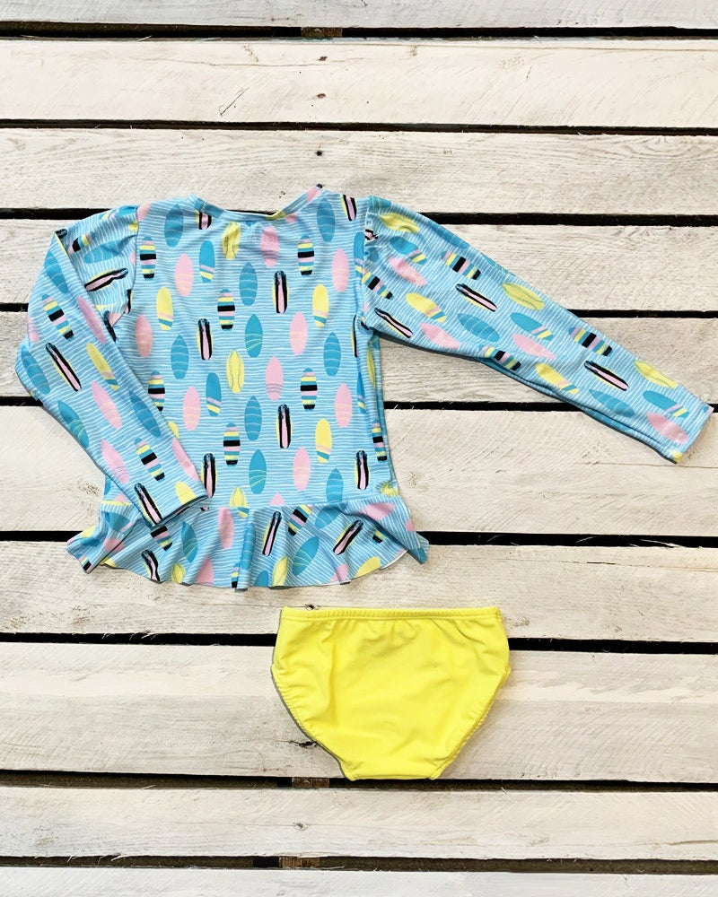 Cute toddler and children's swimwear. Matching sibling swim suit collections. UPF 50 Fabric. Made in the USA!