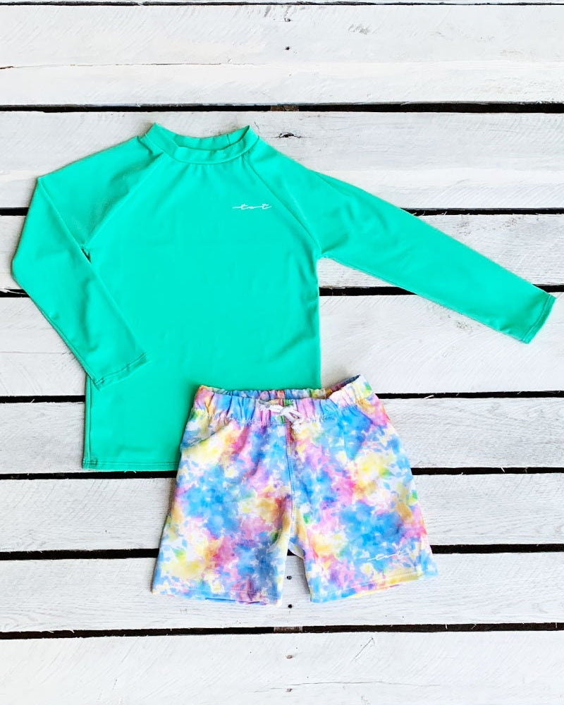 Cute toddler and children's swimwear. Matching sibling swim suit collections. UPF 50 Fabric. Made in the USA!