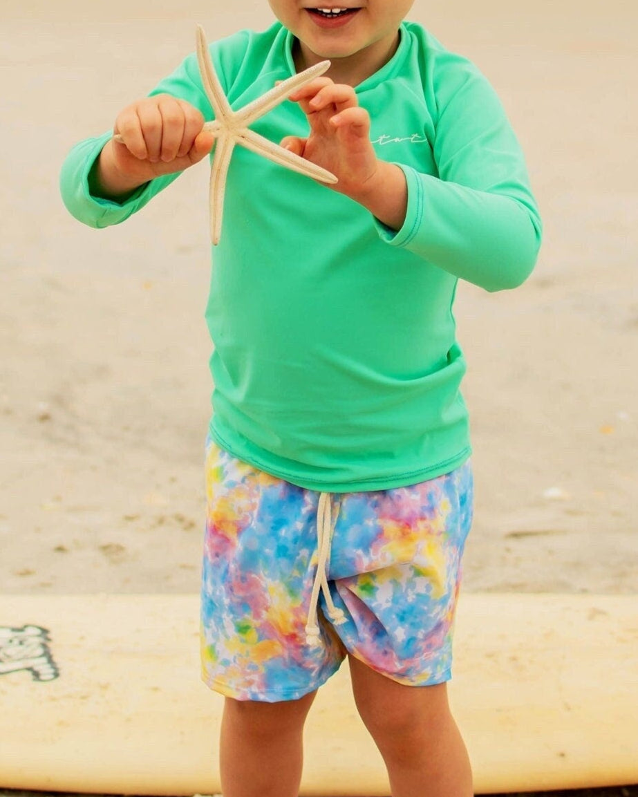 Cute toddler and children's swimwear. Matching sibling swim suit collections. UPF 50 Fabric. Made in the USA!