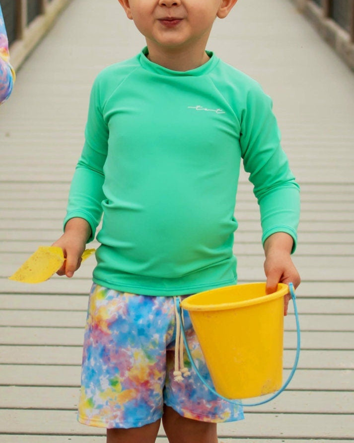 Cute toddler and children's swimwear. Matching sibling swim suit collections. UPF 50 Fabric. Made in the USA!