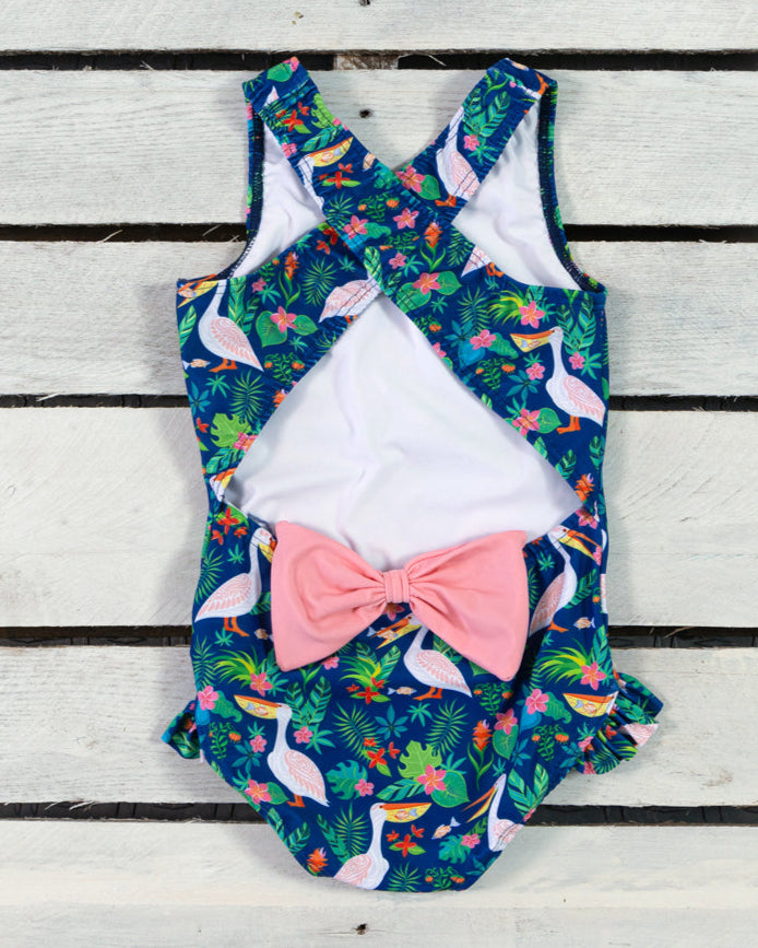 Cute toddler and children's swimwear. Matching sibling swim suit collections. UPF 50 Fabric. Made in the USA!