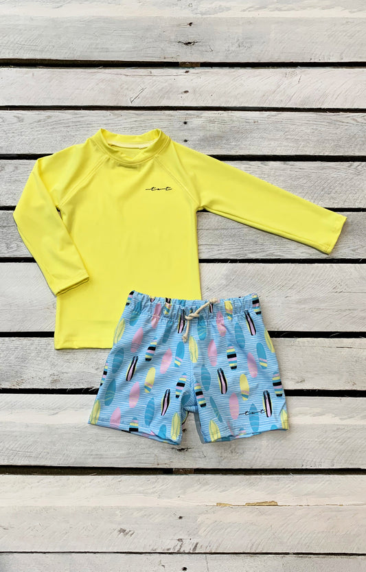 Surf's Up Boys Sun Shirt and Swim Trunk Set