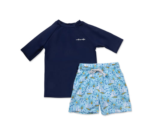 Sail Boats Paradise Swim Shirt and Swim Trunks