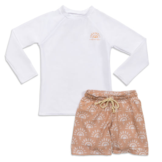 Sunny Days Boy Sun Shirt and Swim Trunk Set