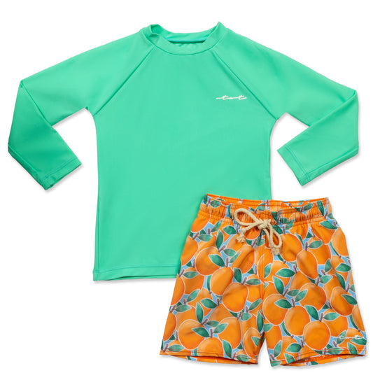 Cuties Boys Swim Shirt and Swim Trunk Set