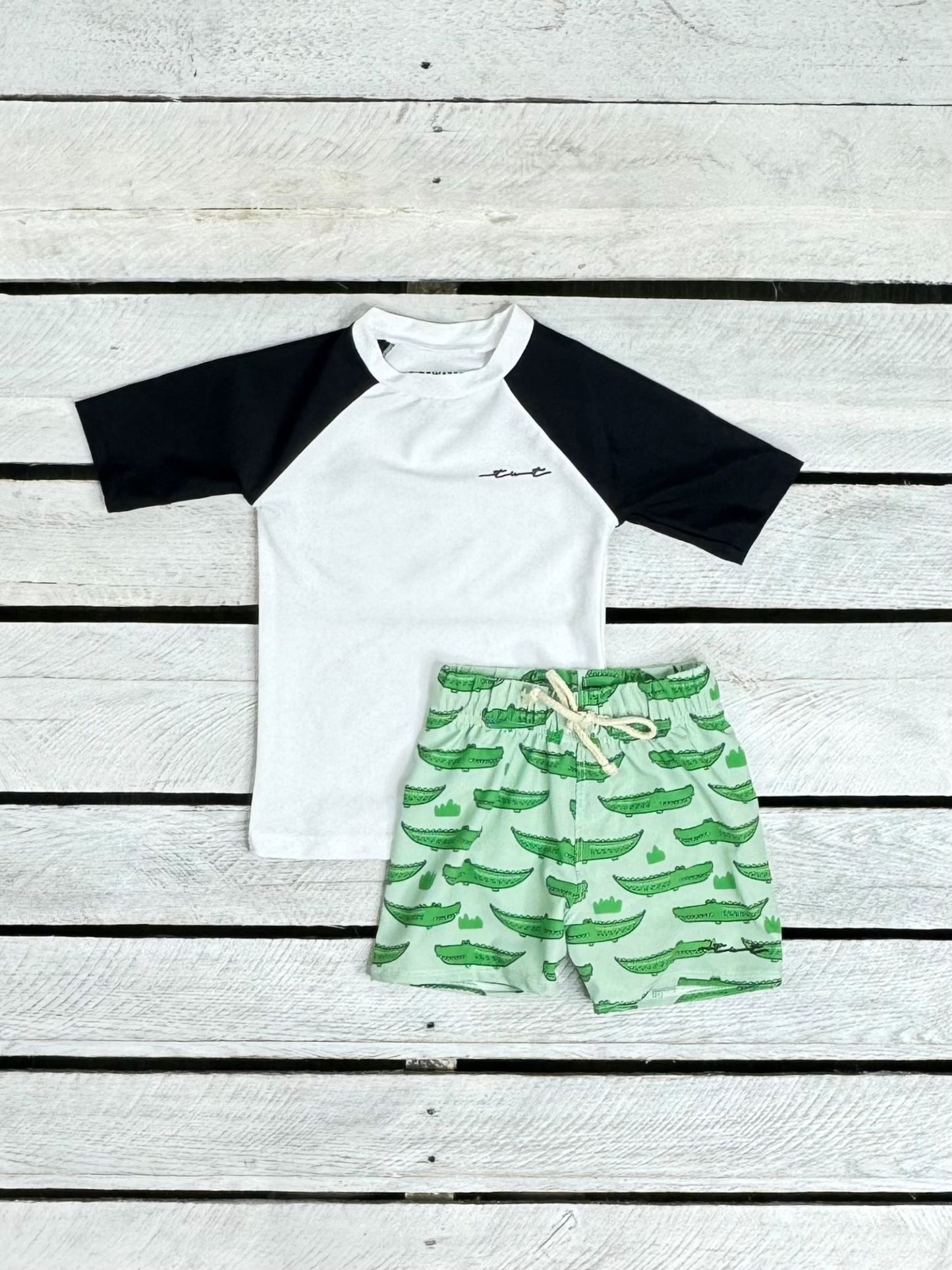 Gator Bite Short Sleeve Sun Shirt and Trunk Set