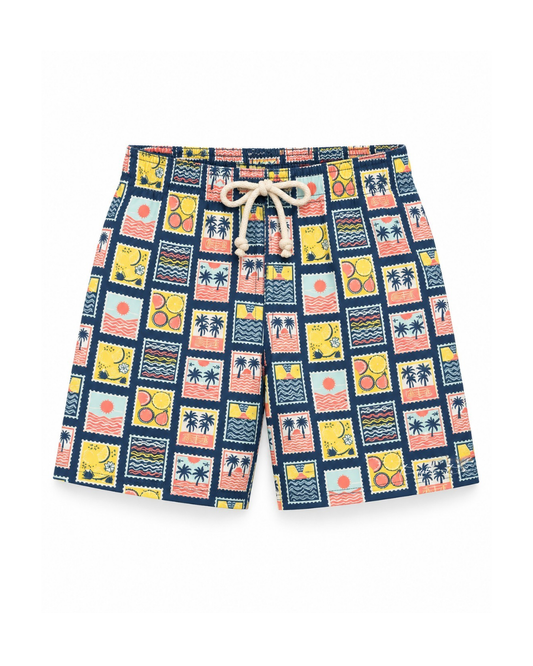 Coastal Stamps Boy Swim Trunks