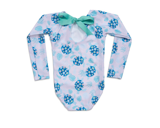 Turtley Cute Girl Long Sleeve One Piece with Bow