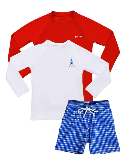 Red, White & Freedom 3 Piece Boy Swimsuit Bundle Set