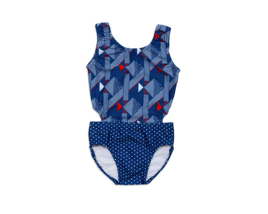 Patriotic Fish Girls Cutout Swimsuit with Bow