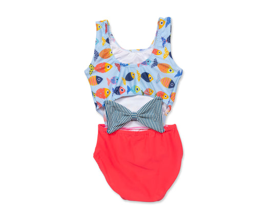 Colorful Fish Cutout Swimsuit With Bow